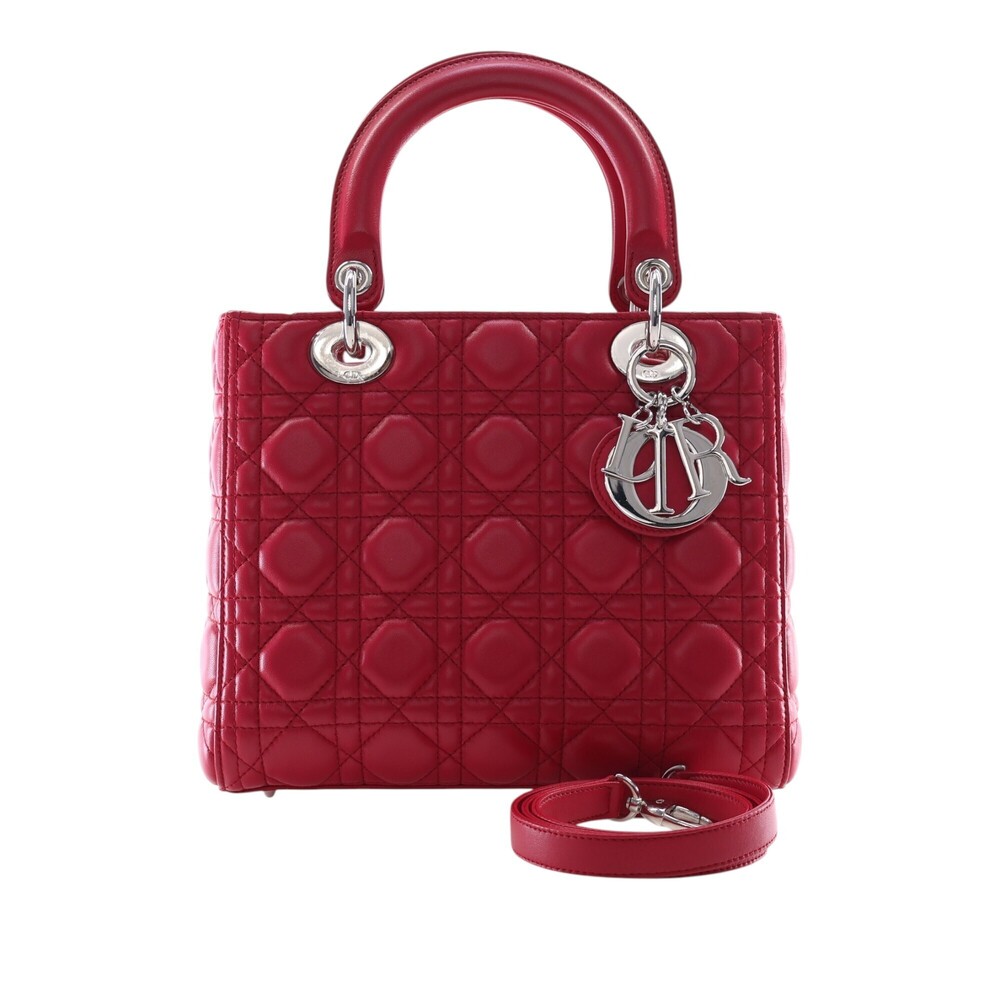 Pre-Loved Dior Medium Lambskin Cannage Lady Dior